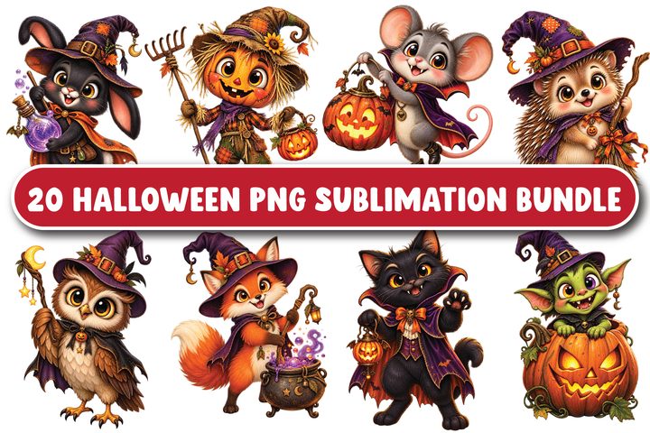 20 Halloween PNG Sublimation Bundle